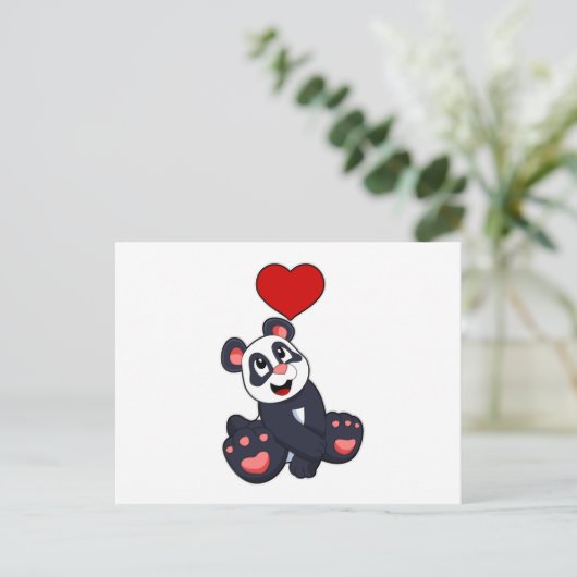 Panda mit Herz Postkarte (Stehend Vorderseite)