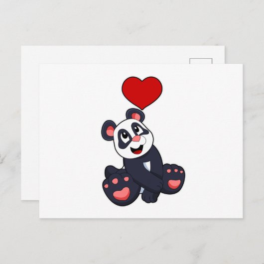 Panda mit Herz Postkarte (Vorne/Hinten)