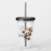 Panda mit Herzballons Acryltrinkbecher (Vorderseite)