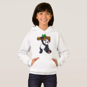 Panda mit Holz bei Krafttraining Hoodie (Vorne ganz)