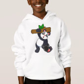 Panda mit Holz bei Krafttraining Hoodie (Vorderseite)
