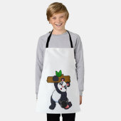 Panda mit Holz bei Krafttraining Schürze (Getragen)