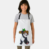 Panda mit Holz bei Krafttraining Schürze (Insitu)