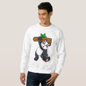 Panda mit Holz bei Krafttraining Sweatshirt (Vorne ganz)
