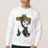 Panda mit Holz bei Krafttraining Sweatshirt (Vorderseite)