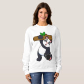 Panda mit Holz bei Krafttraining Sweatshirt (Vorne ganz)