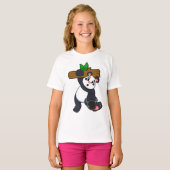 Panda mit Holz bei Krafttraining T-Shirt (Vorne ganz)
