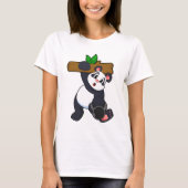 Panda mit Holz bei Krafttraining T-Shirt (Vorderseite)
