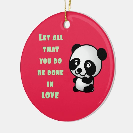 Panda mit inspirierendem Zitat zur Liebe Keramikornament (Links)