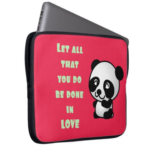 Panda mit inspirierendem Zitat zur Liebe Laptopschutzhülle (Vorne Rechts)
