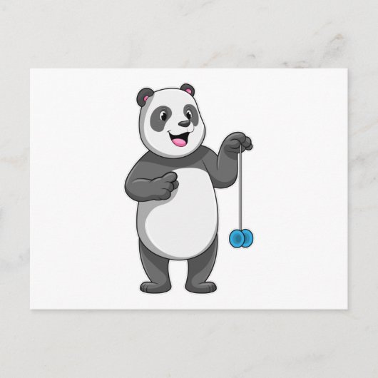 Panda mit Jo-Jo Postkarte (Vorderseite)