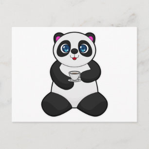 Panda mit Kaffee-Cup Postkarte