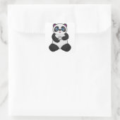 Panda mit Kaffee-Cup Quadratischer Aufkleber (Tasche)