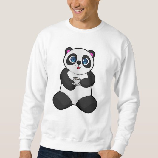 Panda mit Kaffee-Cup Sweatshirt (Vorderseite)