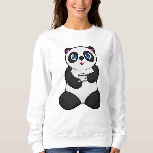 Panda mit Kaffee-Cup Sweatshirt (Vorderseite)