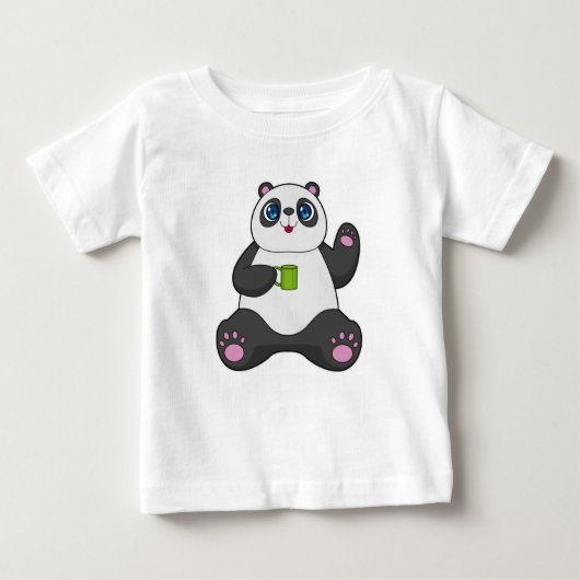 Panda mit Kaffee-Tasse Baby T-shirt (Vorderseite)