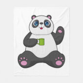 Panda mit Kaffee-Tasse Fleecedecke (Vorderseite)