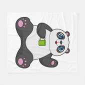 Panda mit Kaffee-Tasse Fleecedecke (Vorderseite (Horizontal))