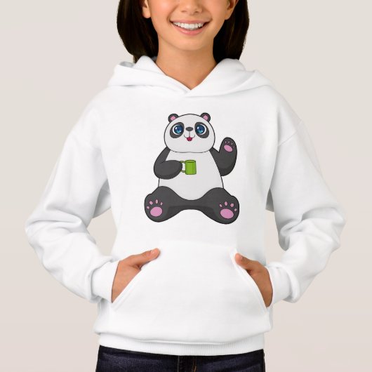 Panda mit Kaffee-Tasse Hoodie (Vorderseite)