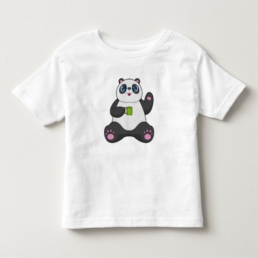Panda mit Kaffee-Tasse Kleinkind T-shirt (Vorderseite)