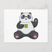 Panda mit Kaffee-Tasse Postkarte (Vorderseite)