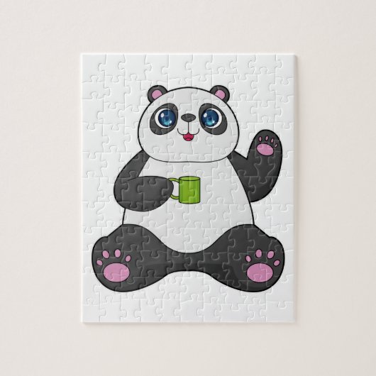 Panda mit Kaffee-Tasse Puzzle (Vertikal)