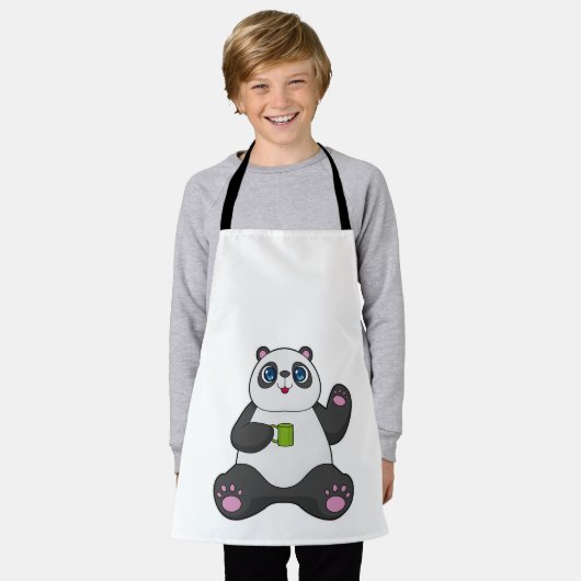 Panda mit Kaffee-Tasse Schürze (Getragen)
