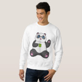 Panda mit Kaffee-Tasse Sweatshirt (Vorne ganz)