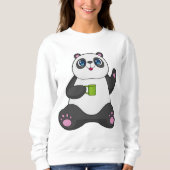 Panda mit Kaffee-Tasse Sweatshirt (Vorderseite)
