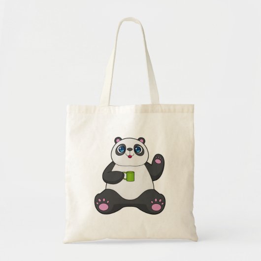 Panda mit Kaffee-Tasse Tragetasche (Vorne)