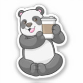 Panda mit Kaffee zum Mitnehmen Aufkleber (Vorderseite)
