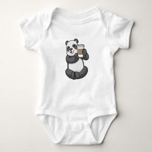 Panda mit Kaffee zum Mitnehmen Baby Strampler