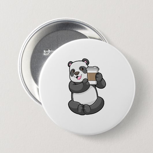 Panda mit Kaffee zum Mitnehmen Button (Vorne & Hinten)