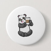 Panda mit Kaffee zum Mitnehmen Button (Vorderseite)