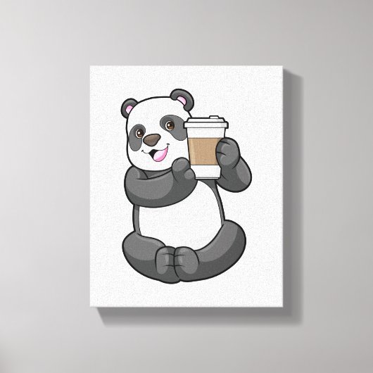 Panda mit Kaffee zum Mitnehmen Leinwanddruck (Vorderseite)
