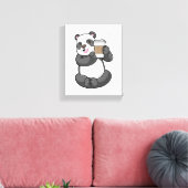 Panda mit Kaffee zum Mitnehmen Leinwanddruck (Insitu (Wohnzimmer))