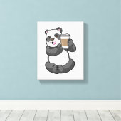 Panda mit Kaffee zum Mitnehmen Leinwanddruck (Insitu (Holzboden))