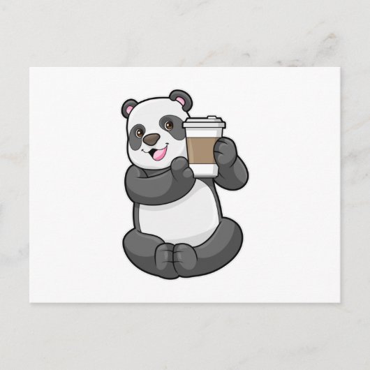 Panda mit Kaffee zum Mitnehmen Postkarte (Vorderseite)