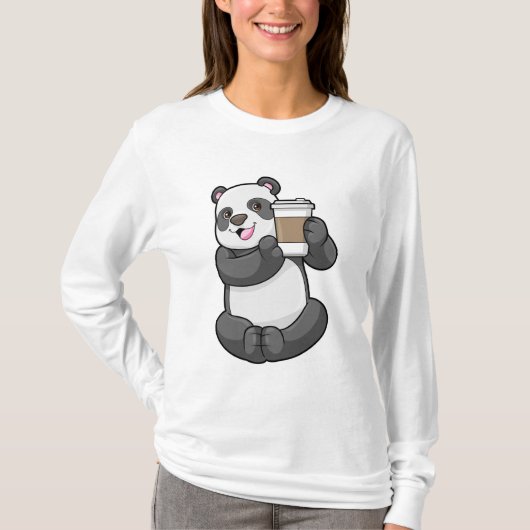 Panda mit Kaffee zum Mitnehmen T-Shirt (Vorderseite)
