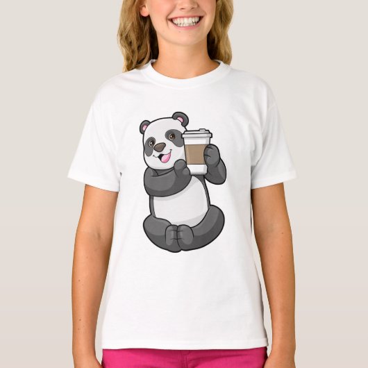 Panda mit Kaffee zum Mitnehmen T-Shirt (Vorderseite)