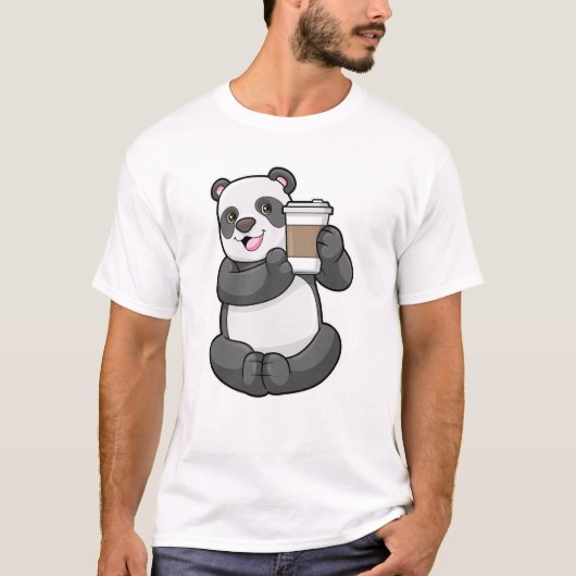 Panda mit Kaffee zum Mitnehmen T-Shirt (Vorderseite)