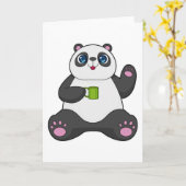Panda mit Kaffeetasse Karte (Gelbe Blume)