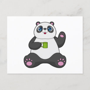 Panda mit Kaffeetasse Postkarte