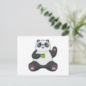 Panda mit Kaffeetasse Postkarte (Stehend Vorderseite)
