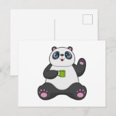 Panda mit Kaffeetasse Postkarte (Vorne/Hinten)
