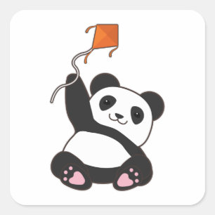 Panda mit Kite Quadratischer Aufkleber