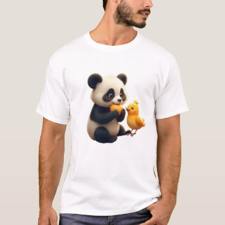 Panda mit kleinem Vogel T-Shirt