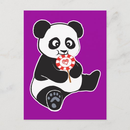 Panda mit Lollipop Postkarte (Vorderseite)