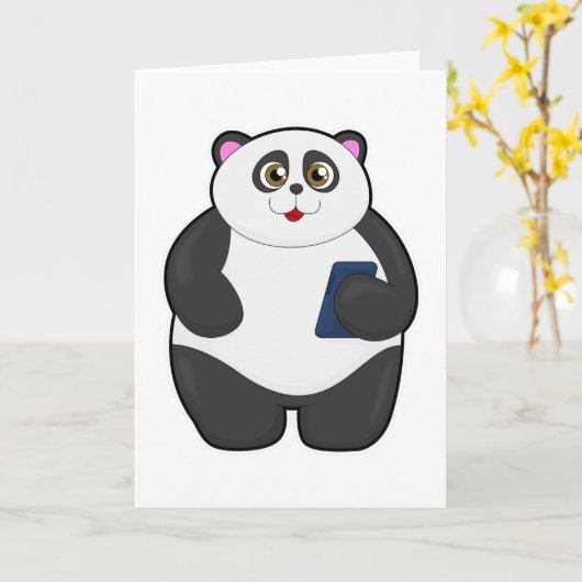 Panda mit Mobiltelefon Karte (Gelbe Blume)