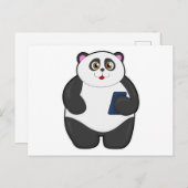 Panda mit Mobiltelefon Postkarte (Vorne/Hinten)